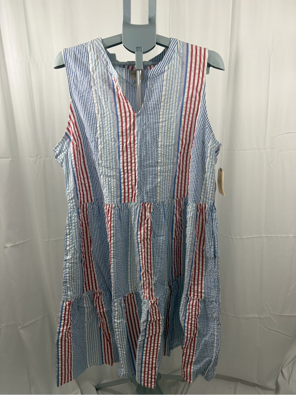 NWT St. John’s Bay Women’s Size XXL Blue and Red Striped Sleeveless Dress